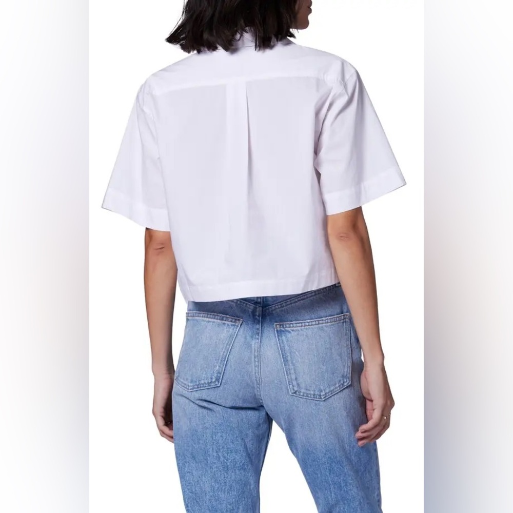 NWT Equipment | Salma Crop Button-Up Cotton Shirt - Bright White (XXS) - Picture 5 of 8